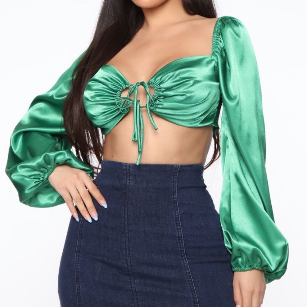 Long sleeve satin top